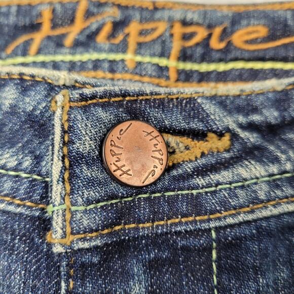 Hippie Denim Pencil Skirt with Front Vent and Metal Lock Charm size 7 - Picture 8 of 12